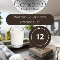 Candelo Votivkerzen 32 Kerzen im Glas -  Weiße Stilvolle Tischkerzen - 12 Stunden Brenndauer ohne Duft für Dekoration Hochzeit, Geburtstag, Partys - rußfrei