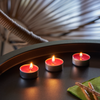 Candelo Duftteelichter Winterapfel 18er-Set – Bordeaux-Rot, 4h Brenndauer, Bratapfel Geruch – Winter & Weihnachtskerzen in Aluhülle