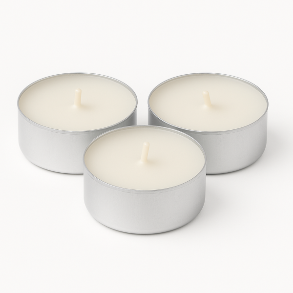 Candelo Duftteelichter Vanillekipferl 18er-Set – Cremeweiß, 4h Brenndauer, Ø 3,8 cm, Höhe 1,4 cm – Weihnachtskerzen & Winterdeko in Aluminiumhülle