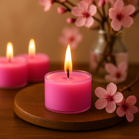 Candelo XXL Duftteelichter Kirschblüte 12er Set aus Sojawachs – Rosa Jumbo Teelichter, 8h Brenndauer, Ø 3,7 cm, Höhe 2,7 cm – Duftkerzen mit Kunststoffhülle für starke Leuchtkraft