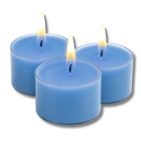 Candelo XXL Duftteelichter Calm Wellness – 12er Set in Meerblau – entspannender Spa-Duft mit zitrischen & aquatischen Aromen – 8h Brenndauer – große Duftkerzen für Bad, Spa & Wohnräume