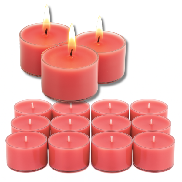 Candelo XXL Duftteelichter Rosen Duft 12er Set – Zart Rosa Jumbo Teelichter, 8h Brenndauer, Ø 3,7 cm, Höhe 2,7 cm – Duftkerzen mit Kunststoffhülle für starke Leuchtkraft im ganzen Zuhause