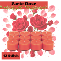 Candelo XXL Duftteelichter Rosen Duft 12er Set – Zart Rosa Jumbo Teelichter, 8h Brenndauer, Ø 3,7 cm, Höhe 2,7 cm – Duftkerzen mit Kunststoffhülle für starke Leuchtkraft im ganzen Zuhause